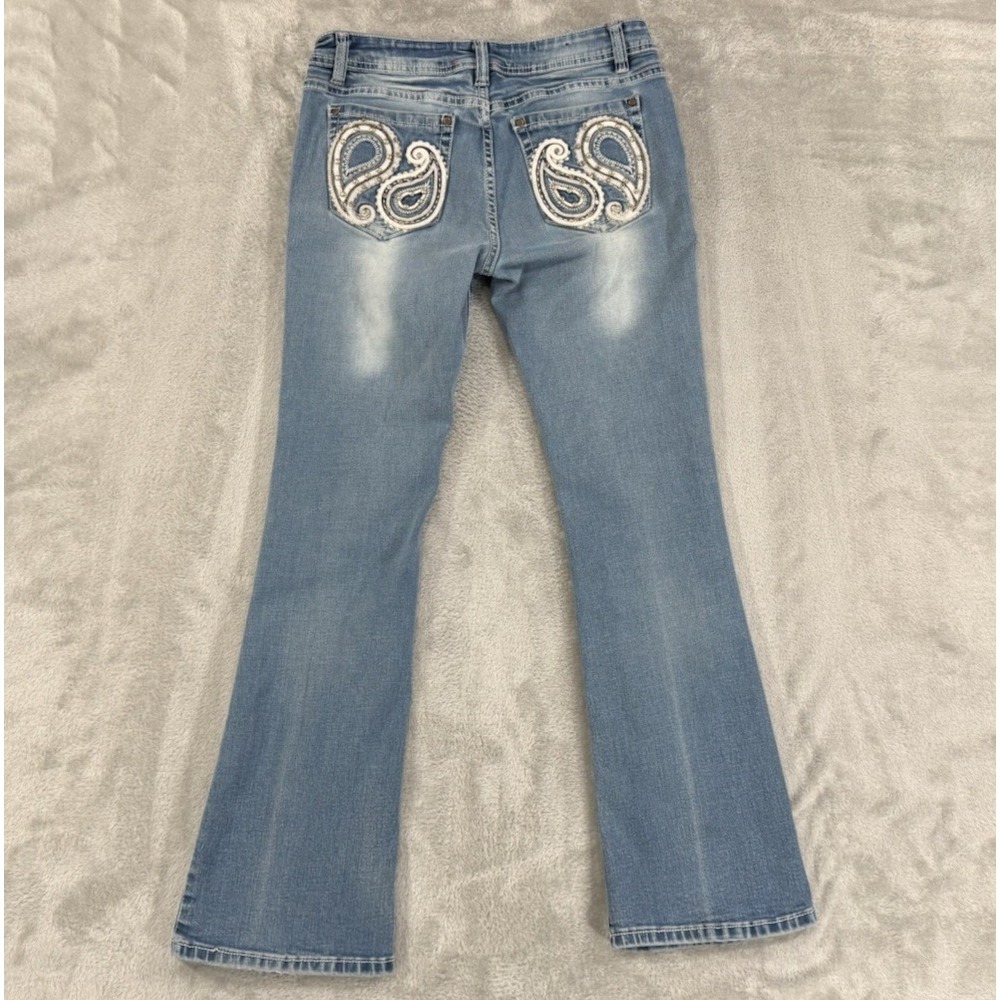 Embellished Jeans Juniors 9/10 Western Y2K Jeweled Bling Rhinestone Paisley
